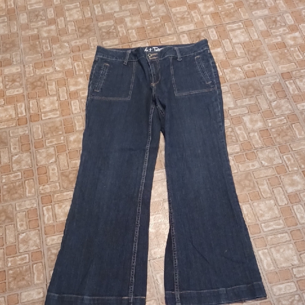 St. John Bay Perfect Trouser Deep Blue Wide Leg Jeans size 14